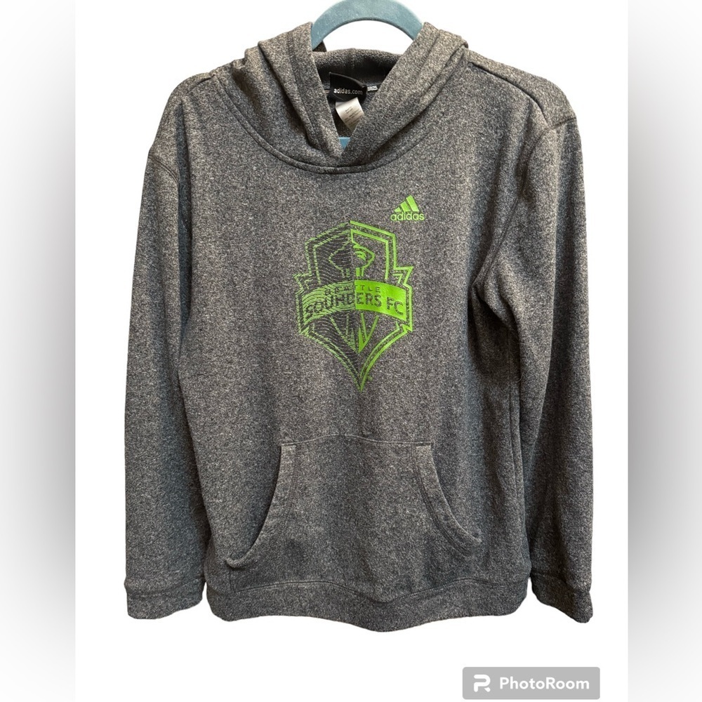 SEATTLE SOUNDERS WA Adidas Soccer hooded sweatshirt hoodie kids large 14/16 EUC